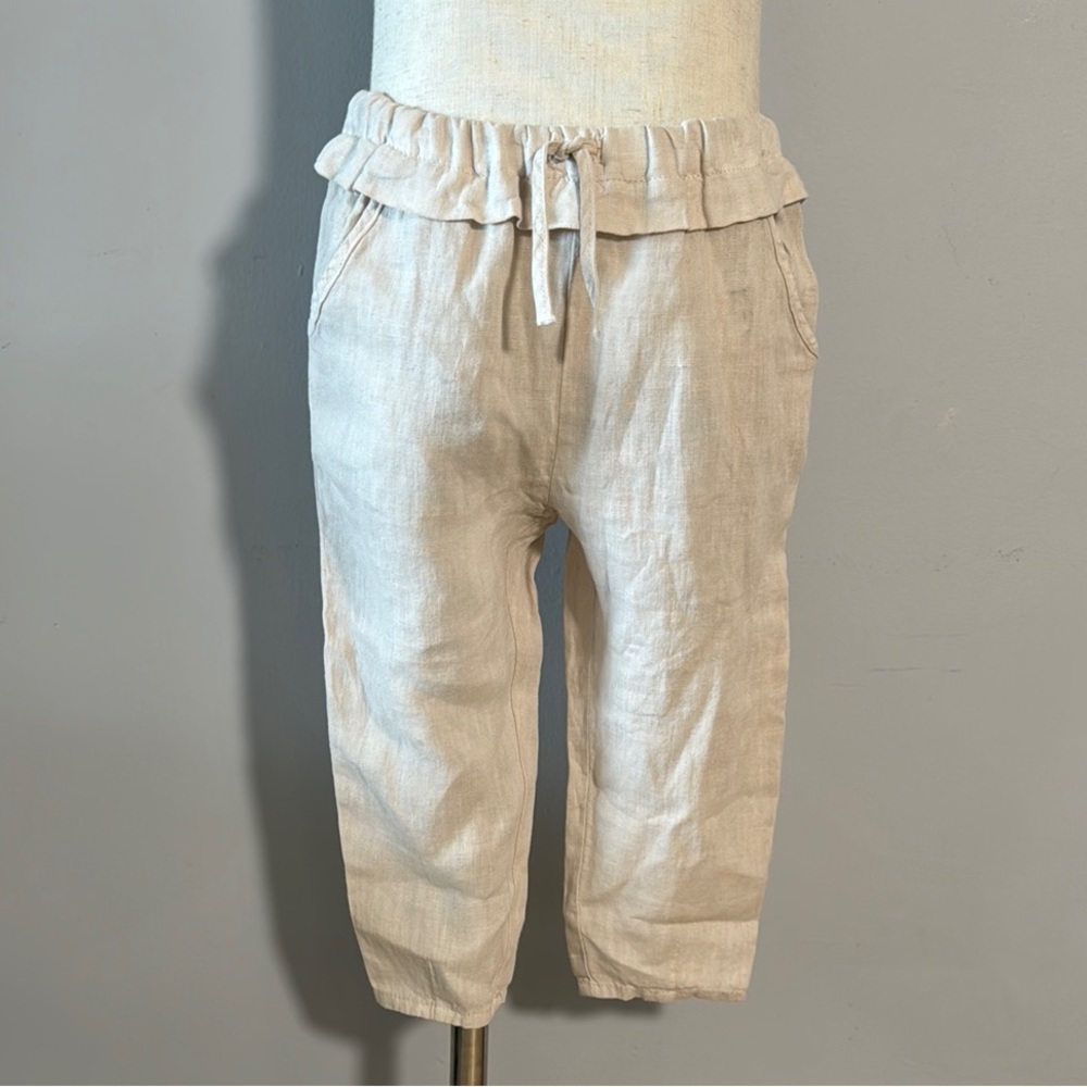 Kids Beige Linen Pants